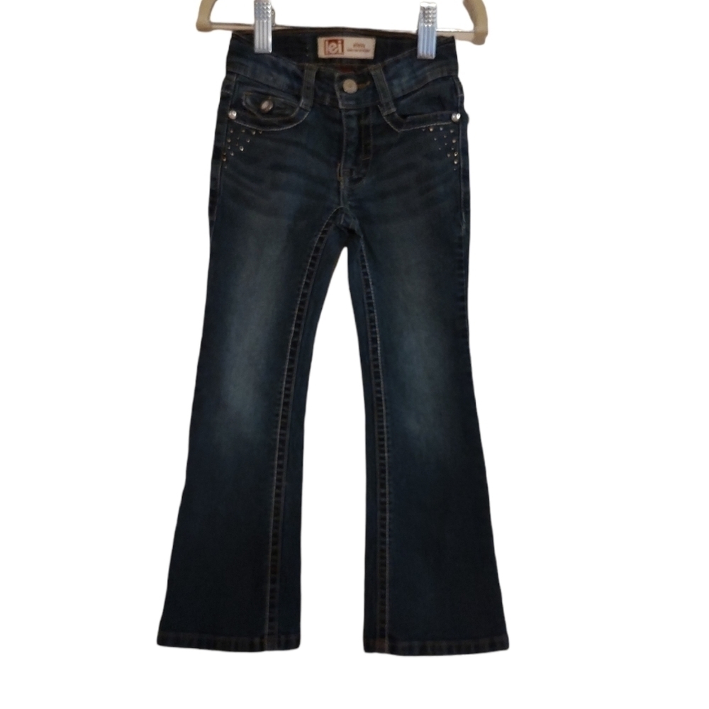 L.e.i Embroidered Boot Cut Jeans with Rhinestones Sz.4
